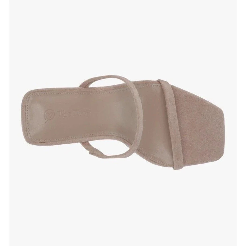 NWT The Drop Women's Avery Square Toe Two Strap High Heeled Sandal Size 7 Beige - Picture 13 of 13